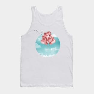 Red Balloons Teal Sky Tank Top